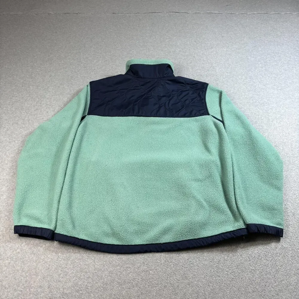 North Face Fleece Pullover Mens Large Green Teal T Snap Neck Jacket Outdoor Hike